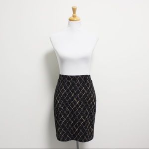 New York And Company Black Tan Silver Skirt XS